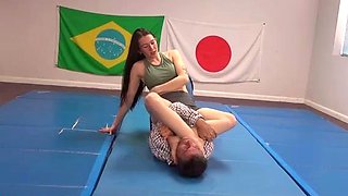 Foot fetish cumload with brunette