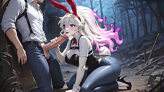 ATKINS HEAVEN - Late Night Blowjob By A Sexy Bunny With Thick Thighs In A Forest