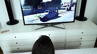 Small Tit Blonde Gives Great POV Blowjob