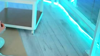 Sexy brunette wearing stockings masturbates webcam
