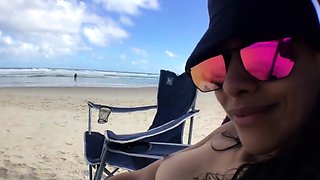 First-time Nudist Hesitates to Undress on Beach
