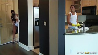 Two big-tit cat burglars in booty shorts get caught & punished