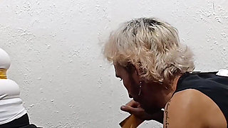 Tied with Plastic Tape Gagged with a Heel on the Face and Being Masturbated with a Toy