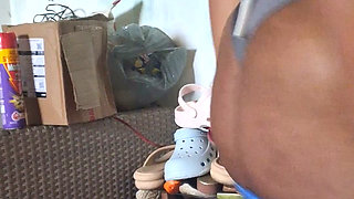 Naughty believer wagging her big ass