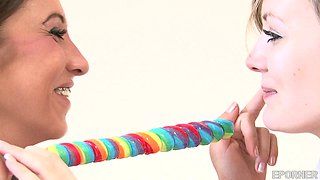 Horny Schoolgirls Mesmerize with Blonde Brunette Lesbian Passion