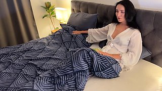 The dude got into bed with his stepmom and started fucking her under the blanket