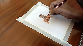 Erotic Art Or Drawing of A Muscular Indian Desi Man exhibition his Big Black Cock outdoors among the Grasses