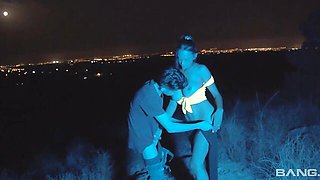 Nighttime fuck by the road with a big-boobed Katrina Moreno