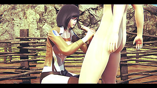 On Titans Hentai - Mikasa Do a Handjob with Cum in Her Face and Uses a Dildo - Manga Anime Japanese Asian Game Porn