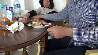 My Pregnant Stepmother Lets Me Cum in Her Coffee During Breakfast