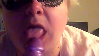 Bbwbootyful sucking my 12inch purple dildo