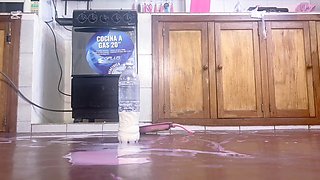 Perverted Busty Stepdaughter Masturbates in the Kitchen and Spills Milk on Her Beautiful Body - How Kinky