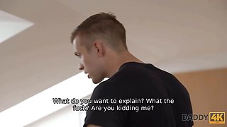 Daddy4k. versed grandfather controls to nail lovely girl behind sons-in-law back