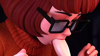 Velma gives a gentle blowjob 3D animated