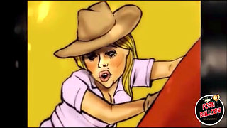 The truck driver delivers hay to the farm and gets paid by the cowgirl with an anal blowjob
