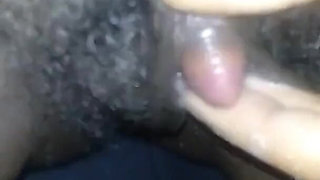 Close up Stroking My Big Clit Hairy Wet Pussy