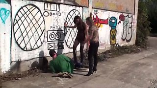 German Domina Kicks Horny Guy in Street - Outdoor Femdom Punishment HD