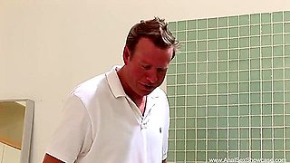 Double Penetration Assfucking Blonde In Bathroom