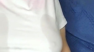 My Big Natural Tits Are Waiting for Your Gaze as I Masturbate Masked