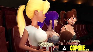 OOPSIE - Trio Hermaphroditism Homies Flog Out Hard-ons For Wild Xxx Threeway In Theater! ANIMATED PORNO!