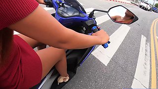 Motobike ride for Thai GF and home sex