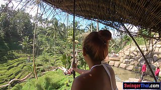 Big booty Thai girlfriend garden lovemaking