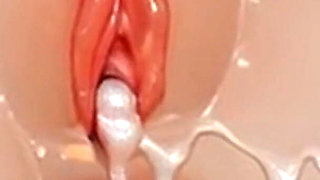 Red Latex and High Heels Creampie Pussy