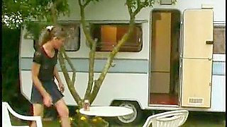 Youg french visti an old prostitute in her camping car