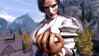 Skyrim mod, giantess feet, muscle girl