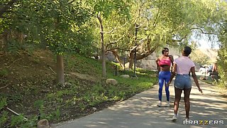 Nasty Old Bench Flasher Meets Thirsty Jogging Nymph: Outdoor Hardcore with Monster Tits Ebony Mystique and Chong Dong