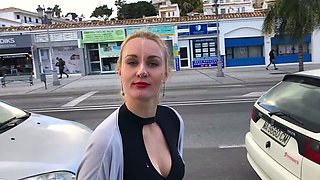 Amateur blonde paid money for anal sex in public