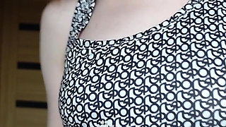Sports Bra and Small Tits Titty Fucking with Dildo