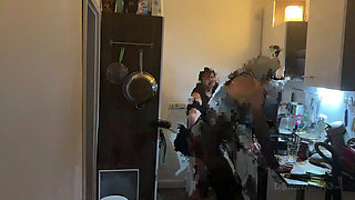 Dominant MILF Stretches Latex Sub's Ass Wide in Kitchen