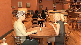 Cheating wife gets wild with another man in a bar