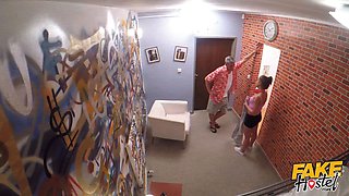 Faux hostel - teenage backpacker has fantastic big wet holes