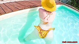 Red's blow and go outside in the pool