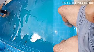 I Invited My Step-cousin To The Pool At Home, She Was Surprised By My Hard And Erect Cock