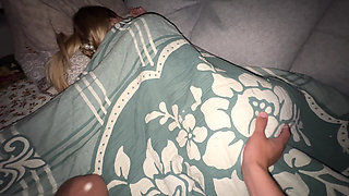 E-girl Is Lying with Wet Panties. the Stepfather Couldn't Hold Back and Fucked the Virgin