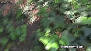 Busty brunette cocked outdoors for easy money