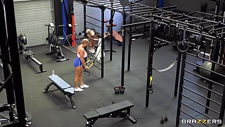 Scissoring The Sweaty Slut part 2: Raw Lesbian Workout Sex in Gym starring Aubrey Black, Maddy Black