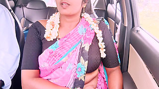 Desi bhabi  betrays her husband by going on secret long drives with his younger brother.. Car sex Telugu dirty talks.