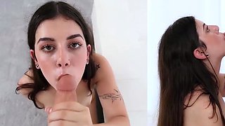 Shy woman with a massive caboose shows off her tight