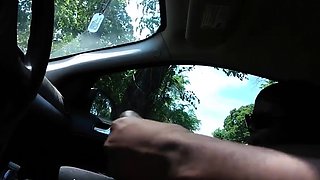 Black Amateur Granny in a Car Shows Her Big Boobs