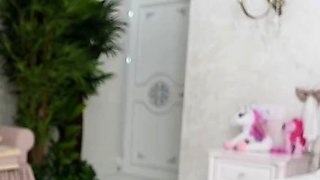 First time amateur brunette solo with dildo