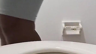 Desperate for a Pee Holding as Long as I Can Pissing in the Toilet