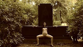 Sexy Brunette Rebeccaxhot Shows Off Her Perfect Body in Public Nudity at Old Cemetery