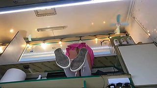 Molten barely legal yo stunner working g-string-less for additional cash and opening up her gams broad open for some bonus.mp4