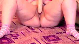 BBW Masturbates with Her Big Dildo and Cums