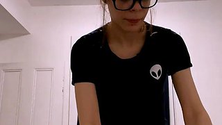 Small titted teen amateur rides dong and she loves it