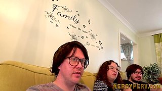 Euro chick sucking off glasses nerd